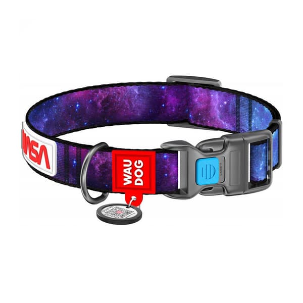 Waudog "NASA21" nylon hundehalsbånd med QR-kode, størrelse M, bredde 20 mm