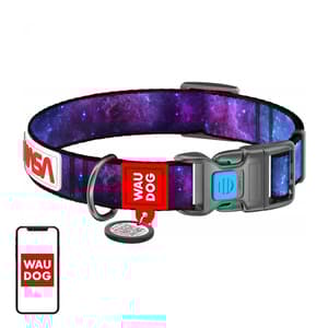 Waudog "NASA21" nylon hundehalsbånd med QR-kode, størrelse M, bredde 20 mm