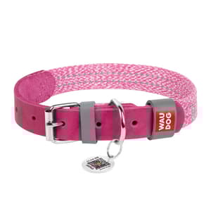 Klassisk hundehalsbånd med QR-kode Waudog størrelse M rosa