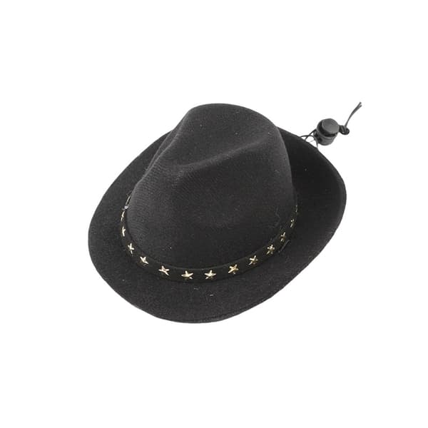 INF Femtakket stjerne cowboyhat til kæledyrsfløjl Sort