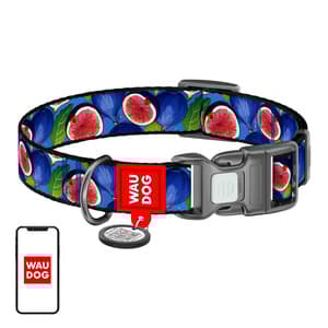 Waudog "Fig" hundehalsbånd i nylon med QR-kode, størrelse S