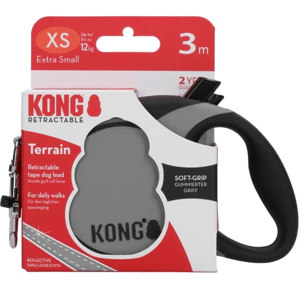 Kong Udtrækkelig snor Terrain Grey XS (3m/12kg) - (KongTRNXSGY)