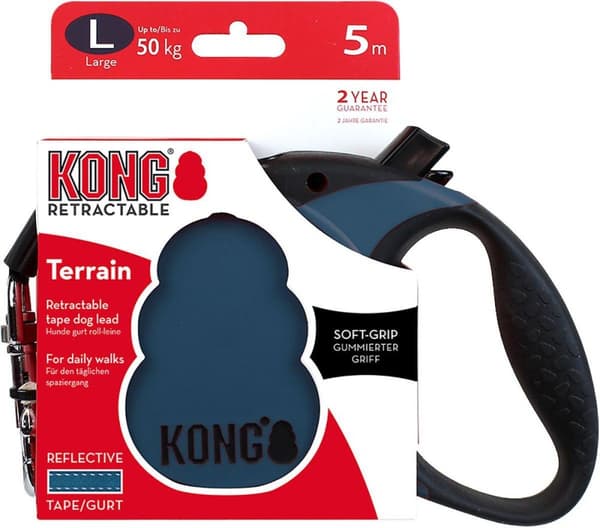 Kong Vedettävä hihna Terrain L 5M nauha sininen Max 50Kg - (608.1116)