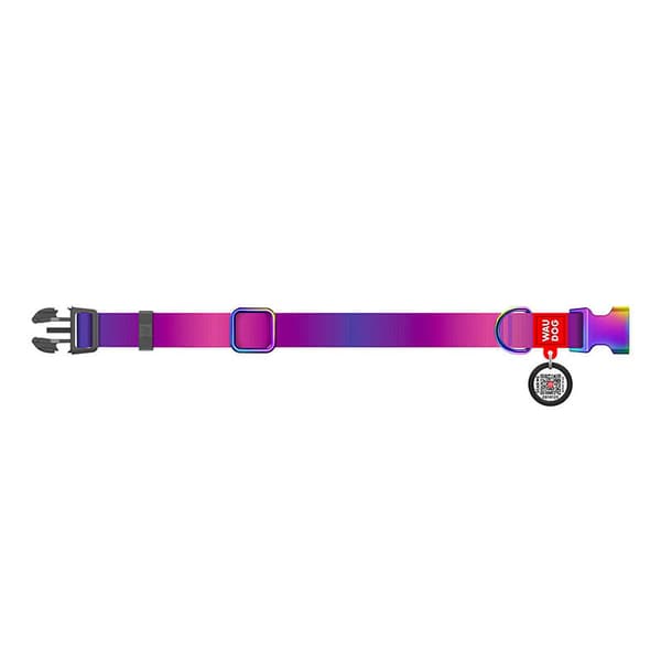 Hundhalsband i nylon med QR-kod WAUDOG 15 mm bred, 25-35 cm lång lila