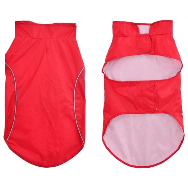 vidaXL Hunderegnfrakke med refleksstriber polyester 2XL rød
