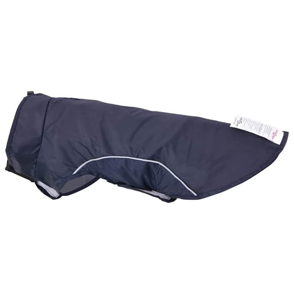 vidaXL Hunderegnfrakke med refleksstriber polyester S marineblå