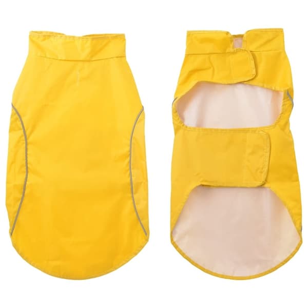 vidaXL Hunde regnfrakk med refleksstrimler polyester gul L