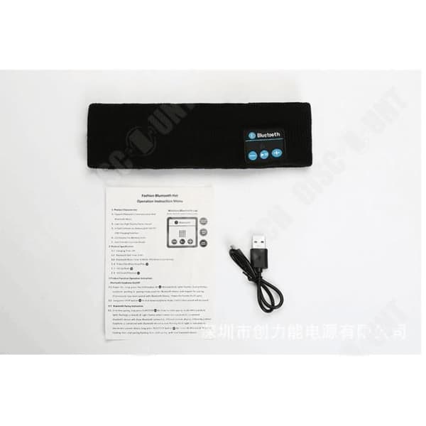 TD® Pannband med Bluetooth V5.0 trådlösa hörlurar - Multifunktionella trådlösa hörlurar Music Call Stickad - Sport Pannband