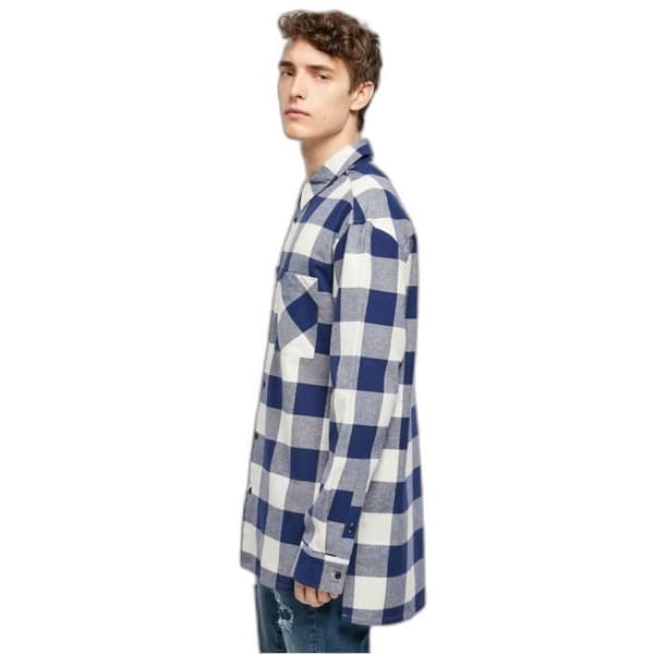 Urban Classics Long Oversized rutig skjorta - mörkblå/röd/beige - M