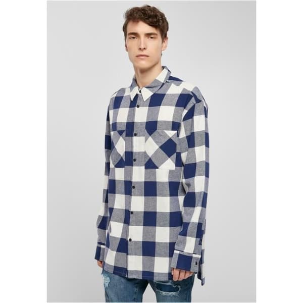 Urban Classics Long Oversized rutig skjorta - mörkblå/röd/beige - M