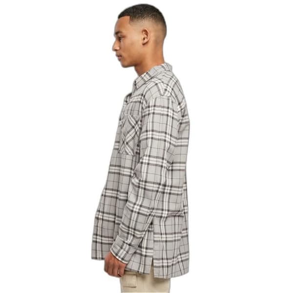 Urban Classics Long Oversized grå rutig skjorta - grå/svart - S