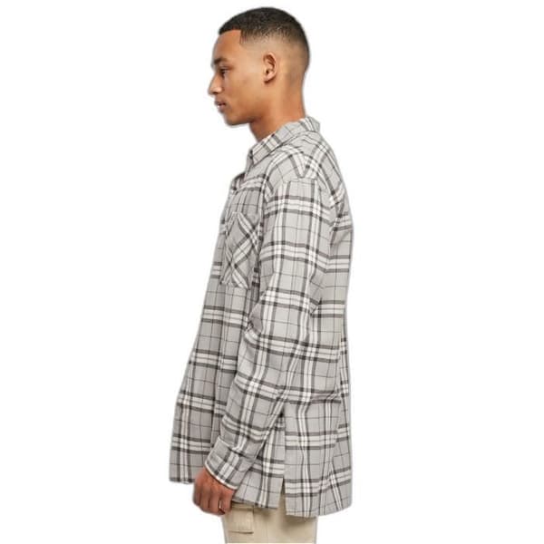 Urban Classics Long Oversized grå rutig skjorta - grå/svart - S