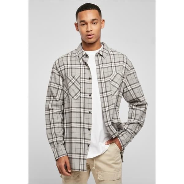 Urban Classics Long Oversized grå rutig skjorta - grå/svart - S
