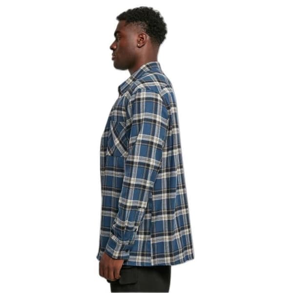 Urban Classics Lake Check Shirt - mörkblå/vit - S