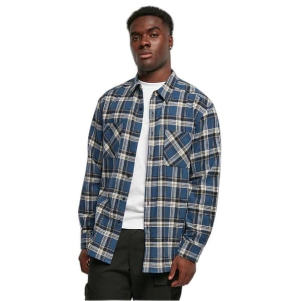 Urban Classics Lake Check Shirt - mörkblå/vit - S