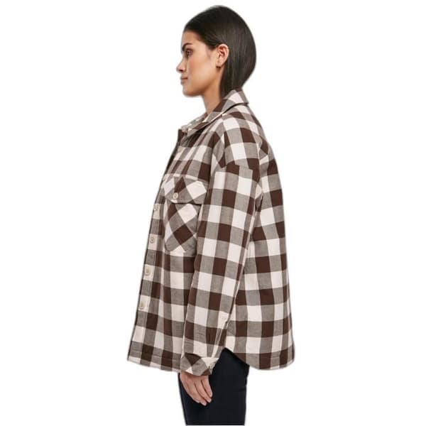 Urban Classics vadderad flanellövertröja för kvinnor - Rosa/Brun - XL