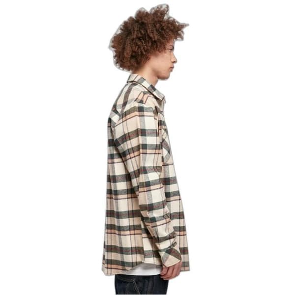 Urban Classics Mountain Check Shirt - beige/flaskgrön - S