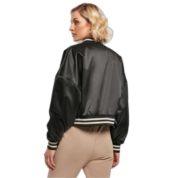 Urban Classics College Damjacka i oversize satin Cropped - Svart - M