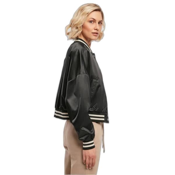 Urban Classics College Damjacka i oversize satin Cropped - Svart - M
