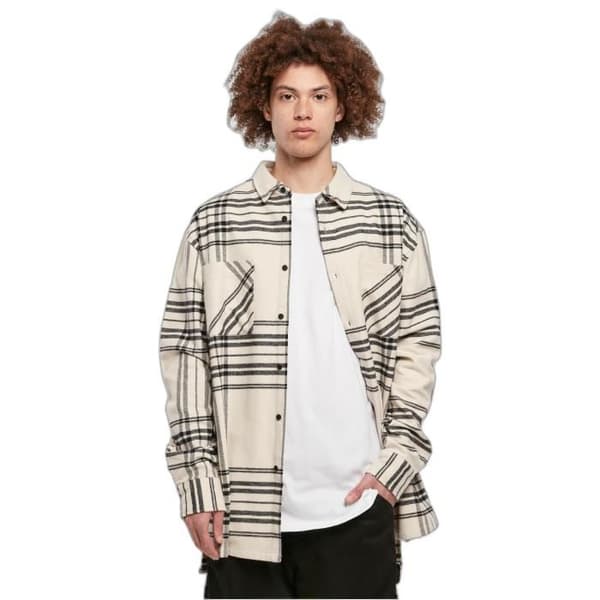 Urban Classics Summit Oversized Rutig långskjorta - Beige - L