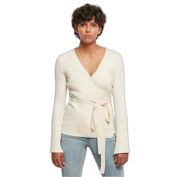 Urban Classics ribbad cardigan för dam - vit - XL