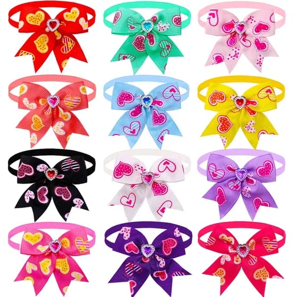 Hundesløjfe, Justerbar halsstørrelse 22-40CM, Blandede 10 farver,Bland farve, 100PCS