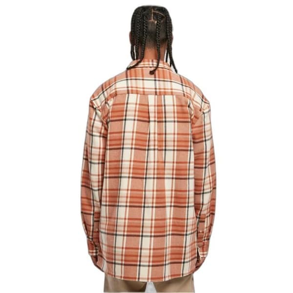 Urban Classics Leaves Oversized rutig långskjorta - orange/röd - L