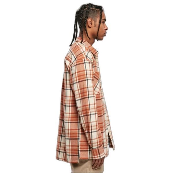 Urban Classics Leaves Oversized rutig långskjorta - orange/röd - L