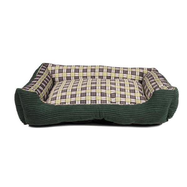 Blød sengesofa til hund 75 x 58 x 19 cm størrelse. L (grøn)