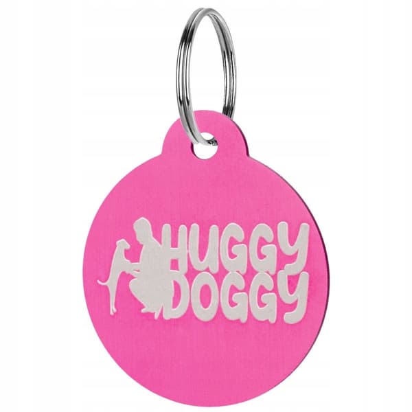 Halsbandshänge med namn för hund och katt, adressnyckelring rosa