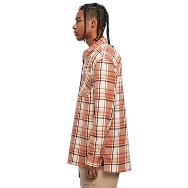 Urban Classics Leaves Oversized Rutig långskjorta - orange/röd - XL