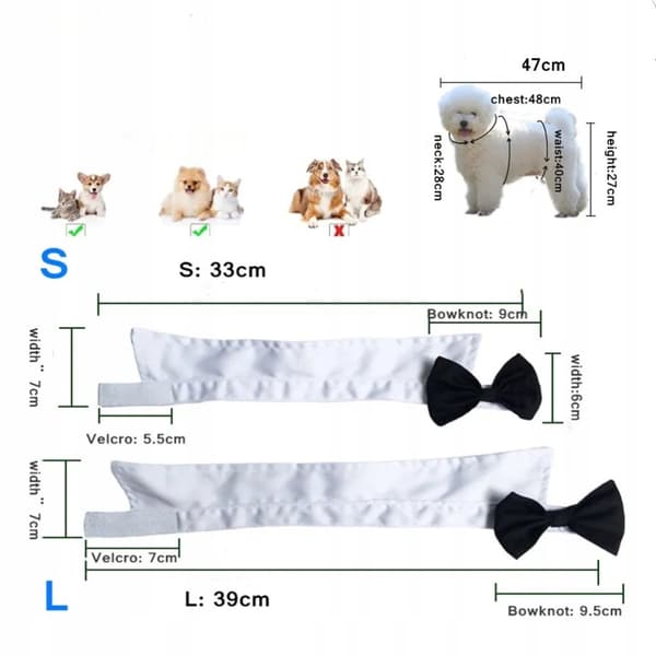 SLIPS TIL HUNDE OG KATTE Universal Velcro ELEGANT FESTOUTFIT størrelse L
