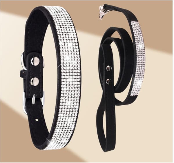 INF Glitrende Rhinestone Hundehalsbånd & Bånd Kombinasjonssett for Kjæledyr XS
