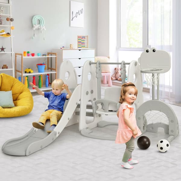 Toddler Rutsche og Gyngesæt, 6 i 1 Toddler Rutsche og Gyngesæt med Boldspil, 172x182x108-120 cm