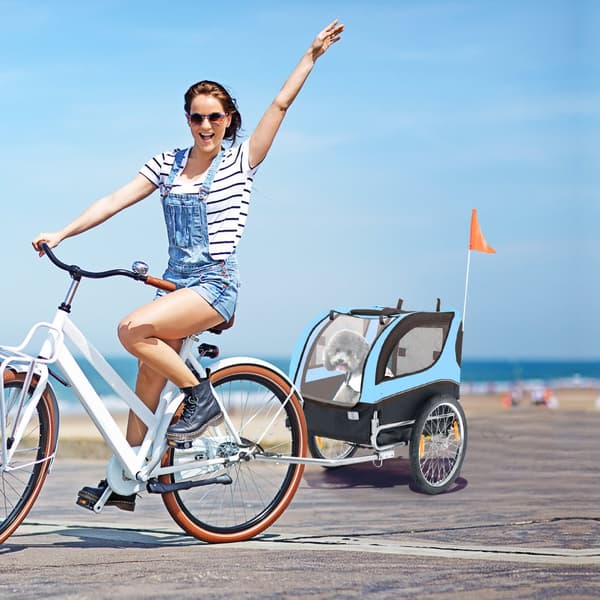 Kæledyrs cykeltrailer, 135x59x95 cm, Sort, Rød