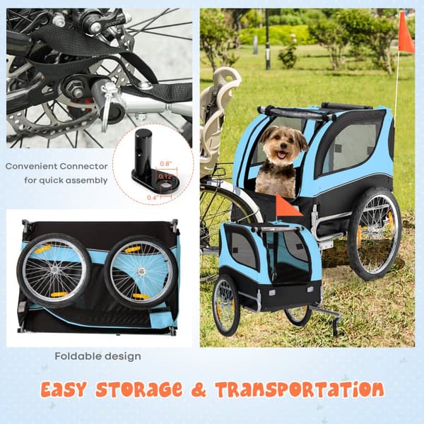 Kæledyrs cykeltrailer, 135x59x95 cm, Sort, Rød
