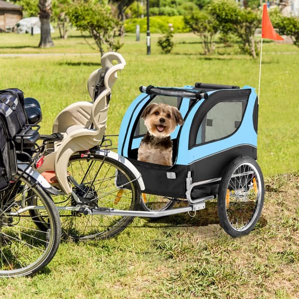 Kæledyrs cykeltrailer, 135x59x95 cm, Sort, Rød