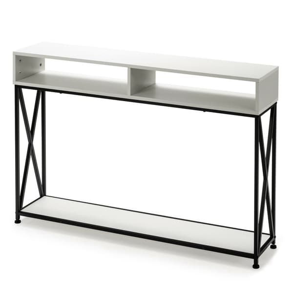Konsolbord, 47x9x31 tommer, Hvid/Sort/Brun