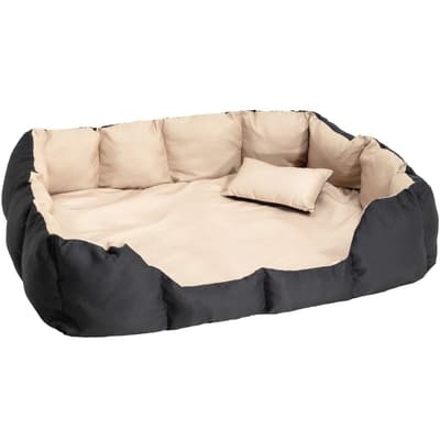 Hundbädd i polyester - svart/beige