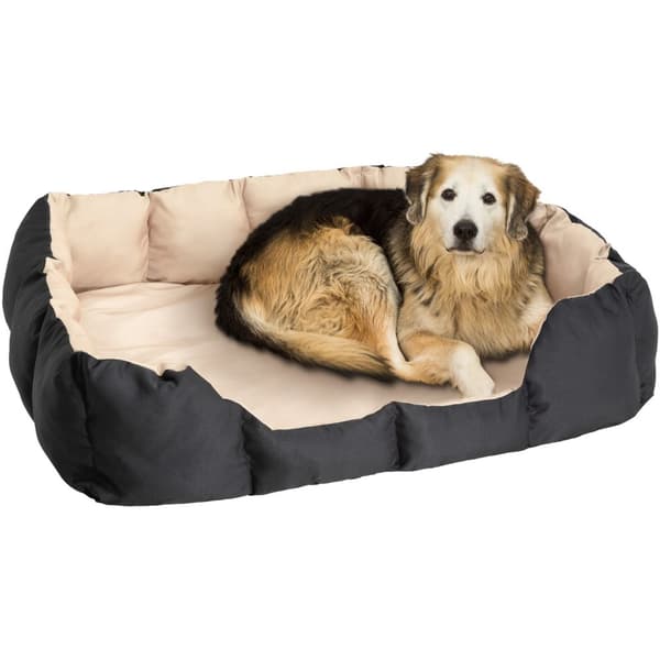 Hundeseng i polyester - sort/beige