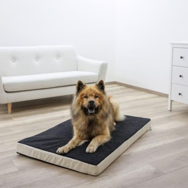 Kerbl hundemadras i memoryskum 115 x 75 cm beige og grå 80328