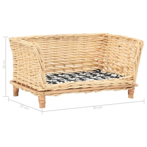 vidaXL hundekurv med hynde  50x33x30 cm naturlig pil