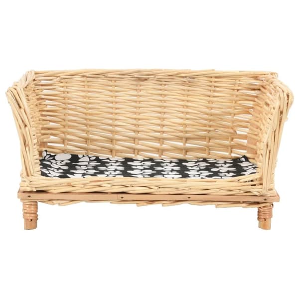 vidaXL hundekurv med hynde 50x33x30 cm naturlig pil