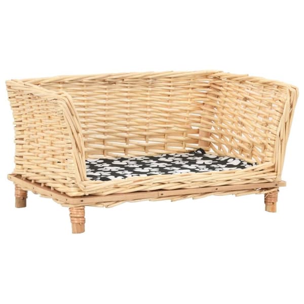 vidaXL hundekurv med hynde 50x33x30 cm naturlig pil