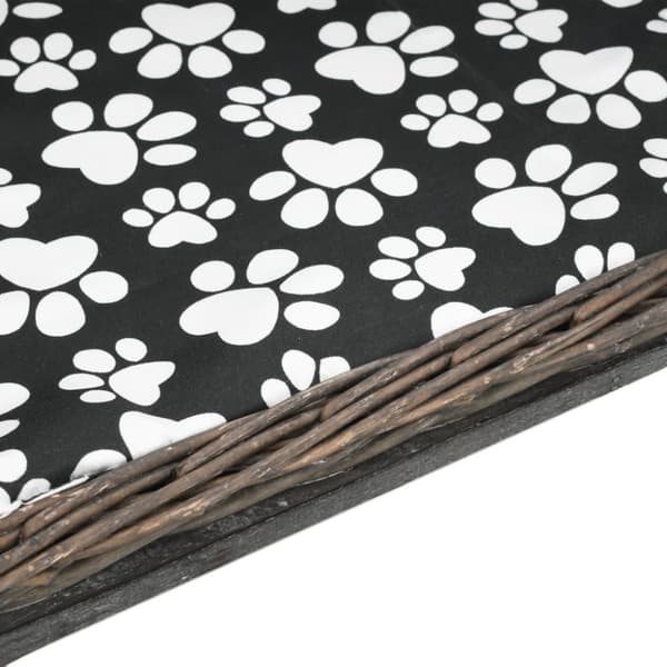 vidaXL hundekurv med hynde 90 x 54 x 35 cm naturligt piletræ grå
