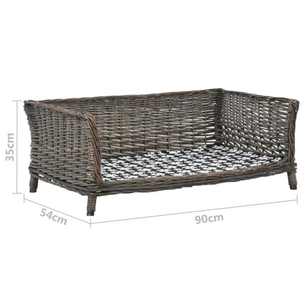 vidaXL Hundkorg med dyna grå 90x54x35 cm naturlig pil