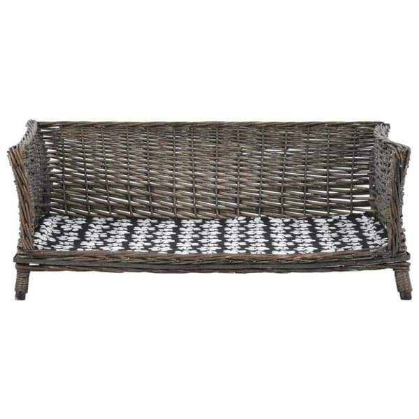 vidaXL Hundkorg med dyna grå 90x54x35 cm naturlig pil