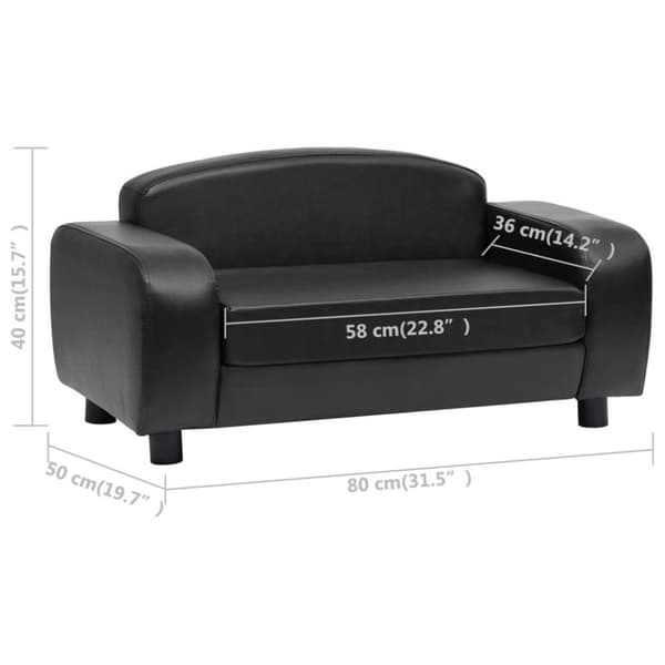 vidaXL hundesofa 80x50x40 cm kunstlæder sort