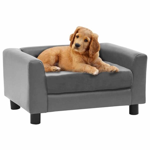 vidaXL hundesofa 60x43x30 cm plys og kunstlæder grå