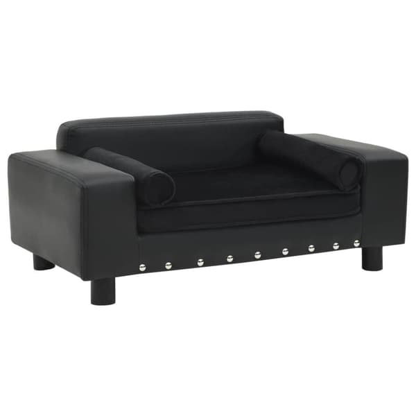 vidaXL hundesofa 81x43x31 cm plys og kunstlæder sort